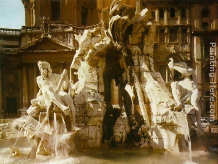 The Four Rivers Fountain painting - Gian Lorenzo Bernini The Four Rivers Fountain art painting
